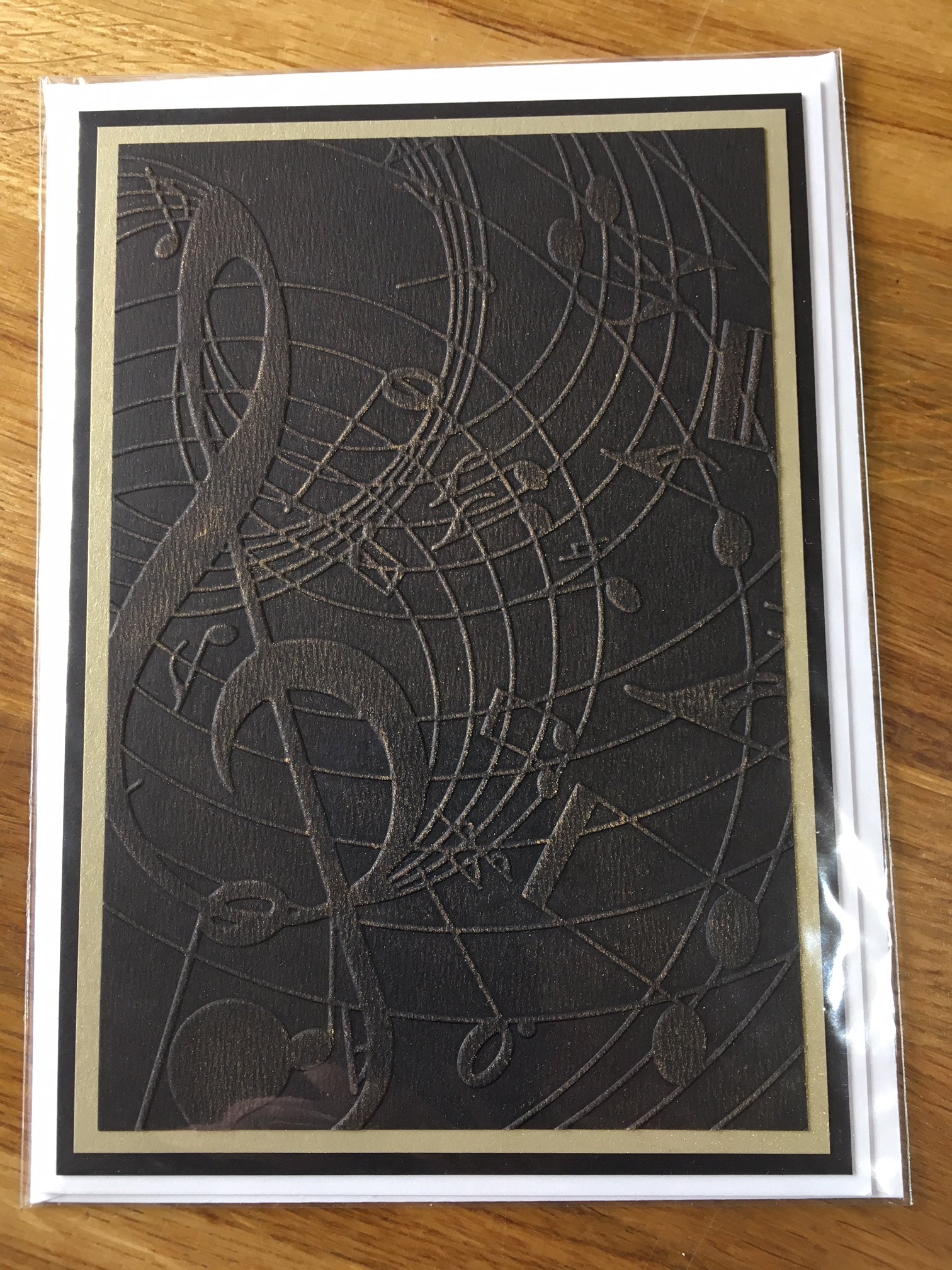 CraftyLu Handmade Greeting Card - Embossed Treble Clef