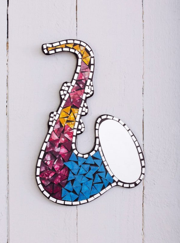 Mosaic Multi Coloured Saxophone Mirror 30 x 20cm