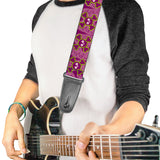 Cute Skulls Paisley Purple Guitar Strap