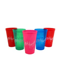 Plastic Cup - Music Design (Assorted Colours) - Individual