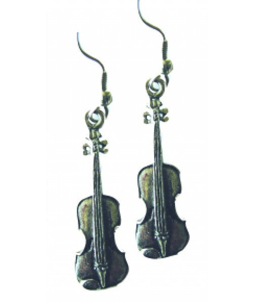 Violin - Pewter Earrings