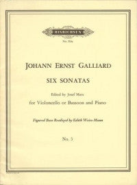 Galliard, J.E.: Sonata No5 in D Min Cello (Marx)