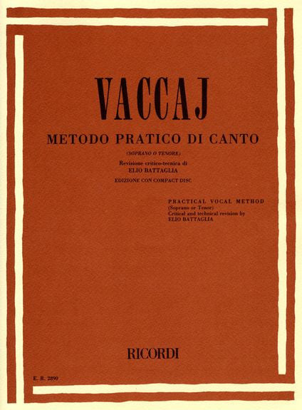 Vaccai Practical Vocal Method (Mezzo-Soprano Baritone)